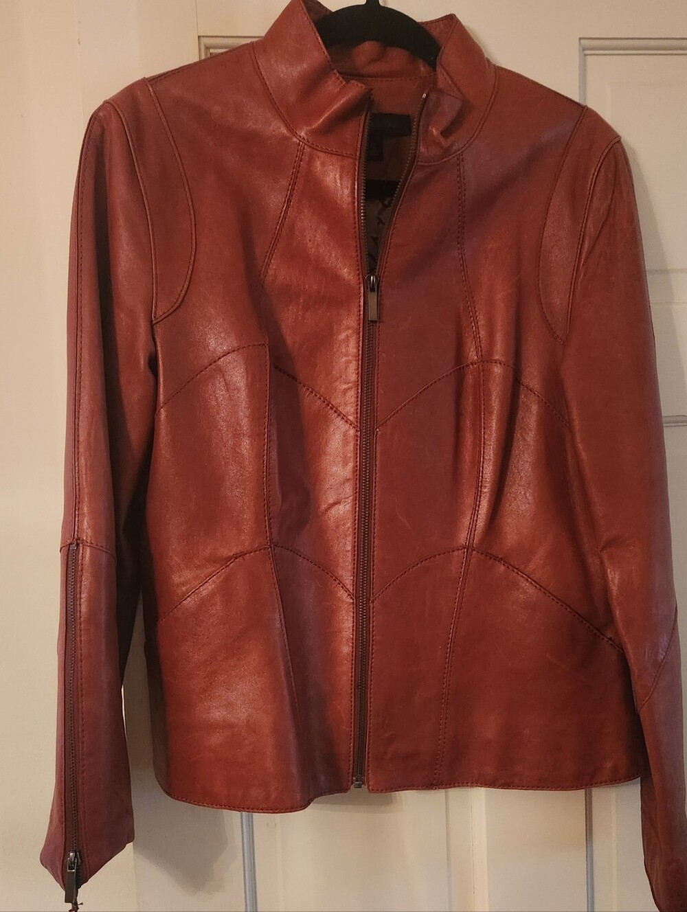 Siena Studio Classic Women's Leather Jacket - Rust Red